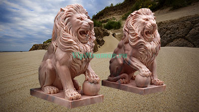 Скульптуры львов из мрамора