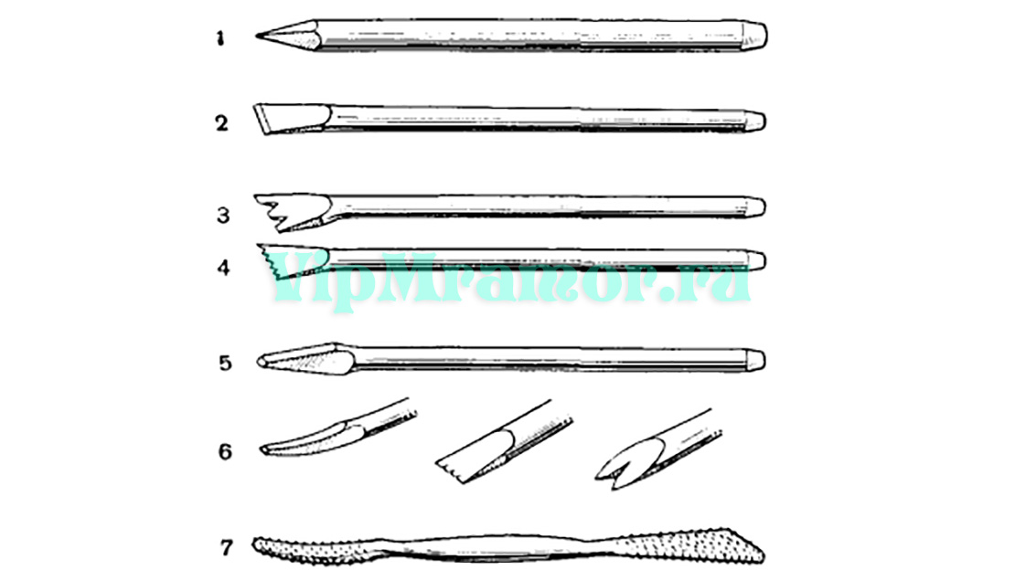 Инструменты для мрамора, известняка и других мягких каменных пород.